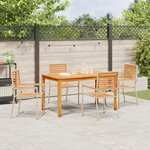 Ensemble de salle à manger de jardin de 5 pièces vidaXL en poly rotin beige et acacia
