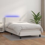 vidaXL Sommier à lattes de lit avec matelas et LED Blanc 90x200cm