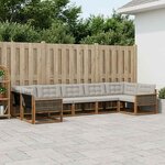vidaXL Ensemble de canapés d'extérieur 7 Pièces Naturel et gris clair