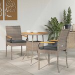 vidaXL Chaises de jardin avec coussin 2 Pièces Gris et Gris foncé