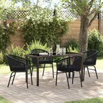 vidaXL Ensemble de salle à manger pour jardin 5 Pièces Noir Poly rotin