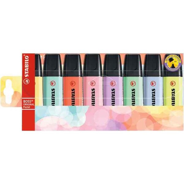 Surligneur BOSS ORIGINAL Pastel  étui en PET de 8 x 5 STABILO