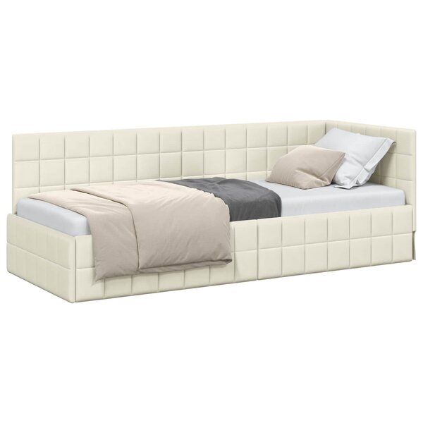 vidaXL Cadre de lit d'angle Crème 80 x 200 cm Velours