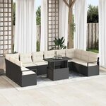 vidaXL Ensemble de canapé de jardin avec coussin 11 Pièces Noir et crème