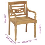 vidaXL Chaises Batavia lot de 2 et coussins taupe Bois de teck massif