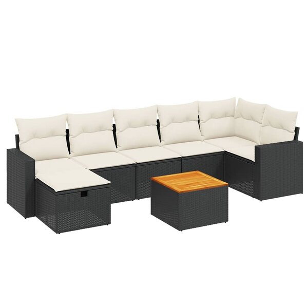 vidaXL Salon de jardin 8 Pièces avec coussins noir résine tressée