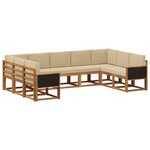 vidaXL Ensemble de canapés d'extérieur 9 Pièces Naturel et Beige