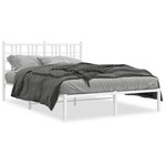 vidaXL Cadre de lit métal avec tête de lit blanc 140x190 cm