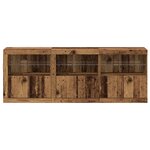 vidaXL Buffet avec lumières LED Bois ancien 181.5x37x67 cm Bois reconstitué