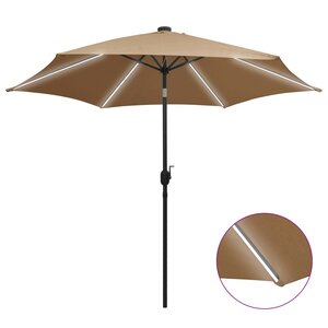 vidaXL Parasol de jardin avec lumières LED et mât en aluminium taupe
