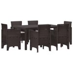 vidaXL Ensemble de salle à manger pour jardin 7 Pièces Marron Rattan Polt
