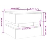 vidaXL Table basse avec lumières LED vieux bois 50x50x40 cm