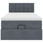 vidaXL Cadre de lit ottoman avec matelas gris foncé 100x200 cm velours