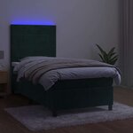 vidaXL Sommier à lattes de lit et matelas et LED Vert foncé 90x190 cm