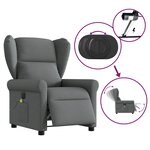vidaXL Fauteuil inclinable de massage électrique gris foncé tissu