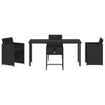 vidaXL Ensemble de salle à manger de jardin 5 pièces avec coussins Noir Rattan poly