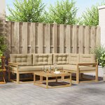 vidaXL Ensemble de canapés d'extérieur 5 Pièces Blanc et Beige