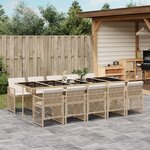 vidaXL Ensemble à manger de jardin et coussins 11 Pièces beige poly rotin