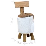 vidaXL Tabouret cuir de chèvre et Bois de teck solide