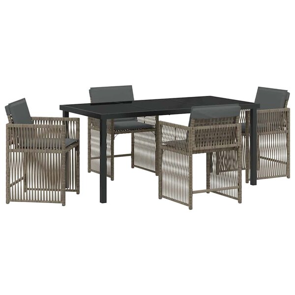 vidaXL Ensemble de salle à manger pour jardin 5 Pièces Gris polyrotin