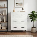 vidaXL Armoire à tiroirs Blanc brillant 66 x 34 5 x 89 5 cm