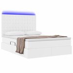 vidaXL Lit avec rangement et LED avec matelas Blanc pur 140 x 190 cm