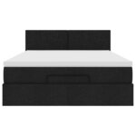 vidaXL Lit ottoman avec matelas noir 140x190 cm tissu
