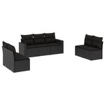 vidaXL Salon de jardin 7 Pièces avec coussins noir résine tressée