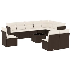 vidaXL Salon de jardin et coussins 11 Pièces marron résine tressée