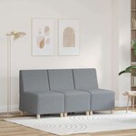 vidaXL Unité de Sofa Modulaire Sans Accoudoirs 3 Pièces Gris clair