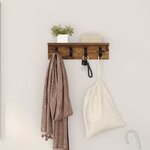 vidaXL Porte-manteau mural avec étagère Chêne fumé 40 x 10.5 x 10.5 cm