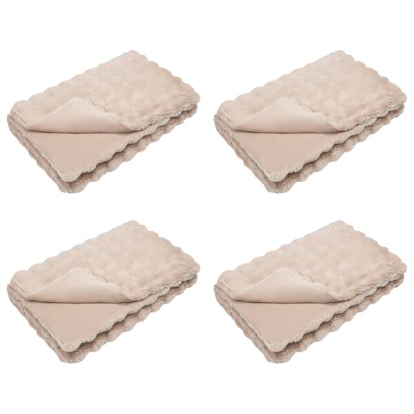 vidaXL Couverture en Fourrure de Lapin Synthétique 4 Pièces Beige