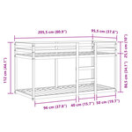 vidaXL Lit superposé avec rideaux bleu 90x200 cm bois pin massif
