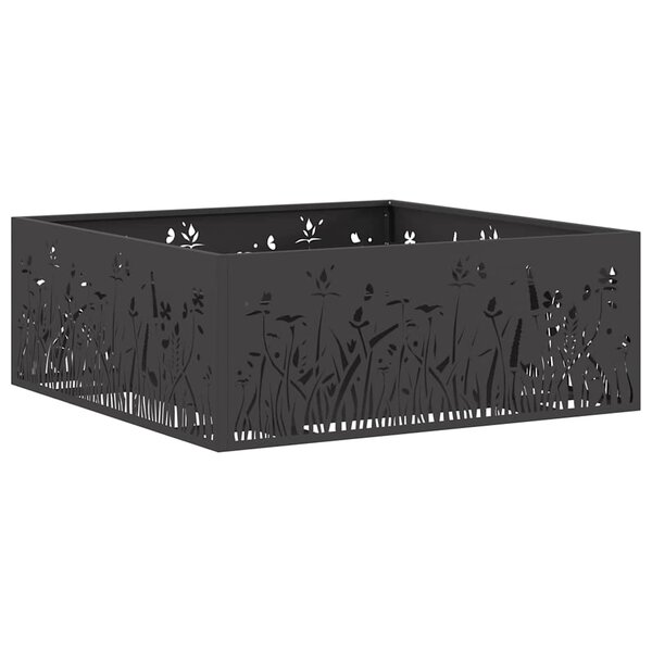 vidaXL Braise Noir 80 x 80 x 30 cm Acier laminé à froid