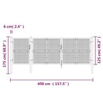 vidaXL Portal de jardin maille anthracite 400x175 cm acier galvanisé