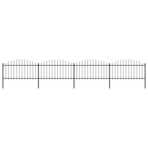 vidaXL Clôture de jardin à dessus en lance Acier (1 25-1 5)x6 8 m Noir