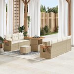 vidaXL Ensemble de canapé de jardin avec coussin 10 Pièces beige et crème