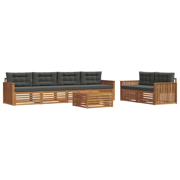 vidaXL Ensemble de canapés d'extérieur 7 Pièces Naturel et Anthracite