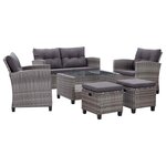 vidaXL Salon de jardin 6 Pièces avec coussins Résine tressée Gris foncé