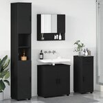 vidaXL Ensemble de mobilier de salle de bain avec tiroir 4 Pièces Noir