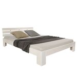 Lit double 140x200 matelas et sommier à lattes blanc
