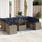 vidaXL Salon de jardin avec coussins 10 Pièces gris résine tressée acacia