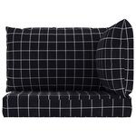 vidaXL Coussins de palette lot de 3 motif à carreaux noir tissu Oxford