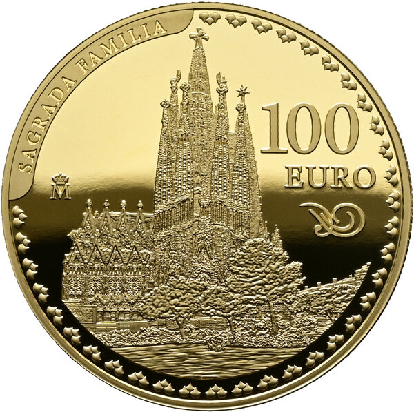 Pièce de monnaie en Or 100 Euro g 6.75 Millésime 2026 Antoni Gaudi SAGRADA FAMILIA