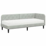 vidaXL Cadre de lit d'angle Gris clair 80 x 200 cm Velours
