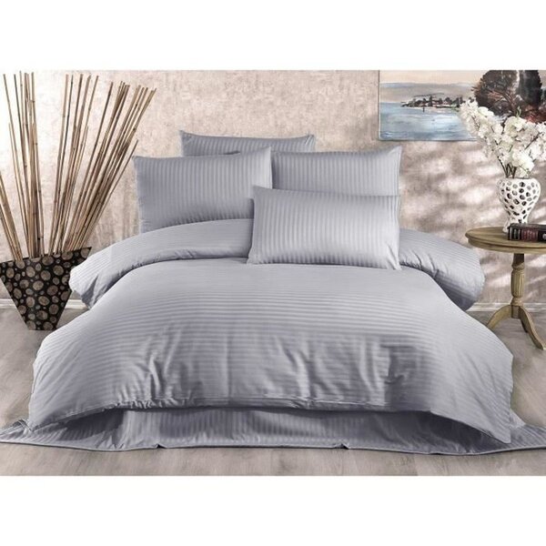 Parure de lit - housse de couette 220 x 240 + 2 taies d'oreiller 60 x 60 70 polyester - Gris