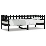 vidaXL Lit de jour sans matelas noir 90x190 cm bois de pin massif