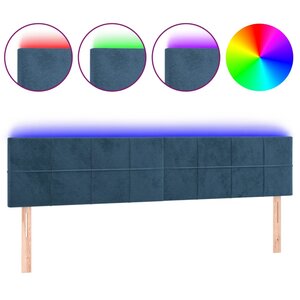 vidaXL Tête de lit à LED Bleu foncé 160x5x78/88 cm Velours