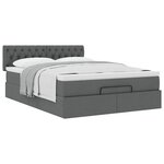 vidaXL Lit ottoman avec matelas gris foncé 140x190 cm tissu