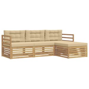 vidaXL Ensemble de canapés d'extérieur 4 pc Blanc et Beige Polyester